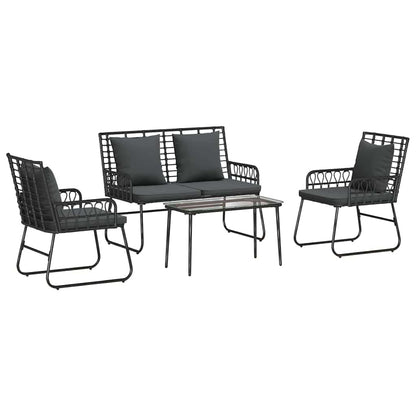 vidaXL Garden Furniture Set 4 pcs Black and Anthracite Poly Rattan 2
