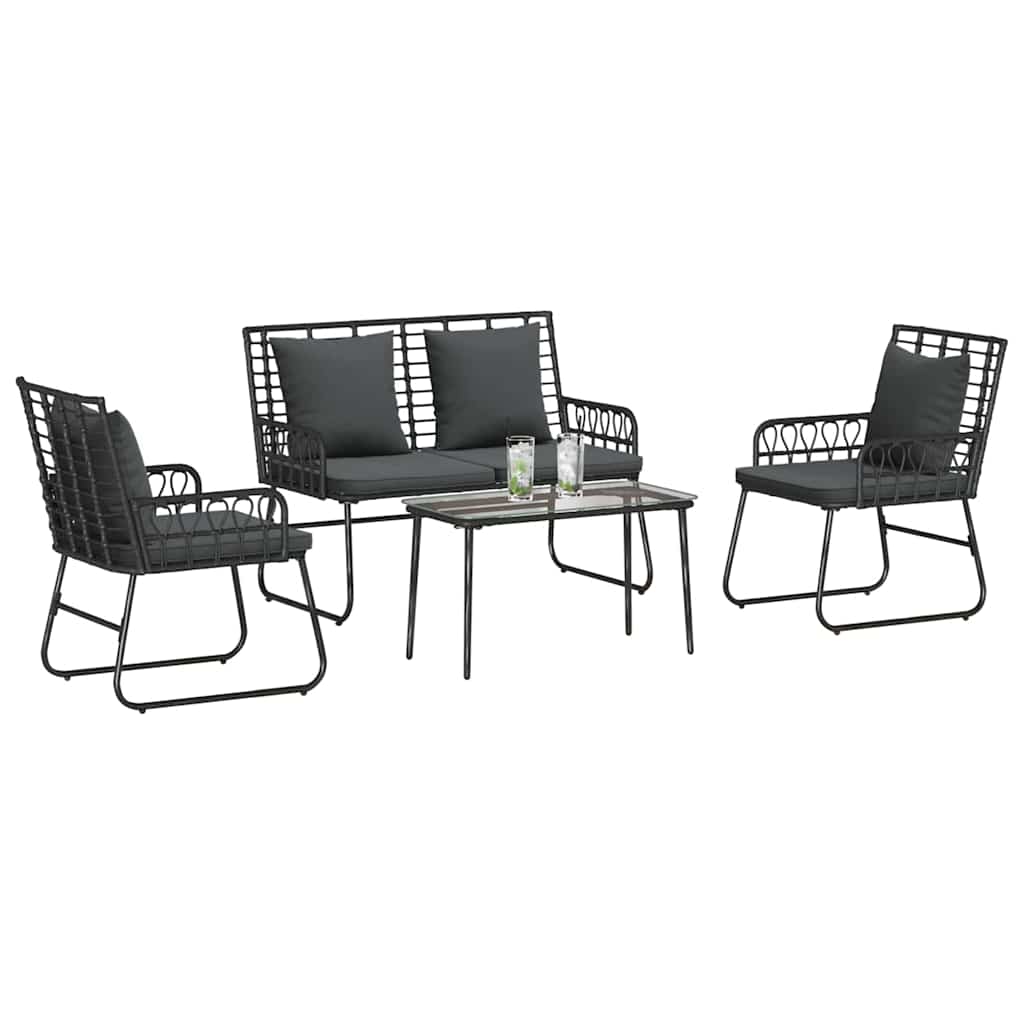 vidaXL Garden Furniture Set 4 pcs Black and Anthracite Poly Rattan 3