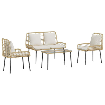 vidaXL Garden Furniture Set 4 pcs Black and Cream Poly Rattan 2
