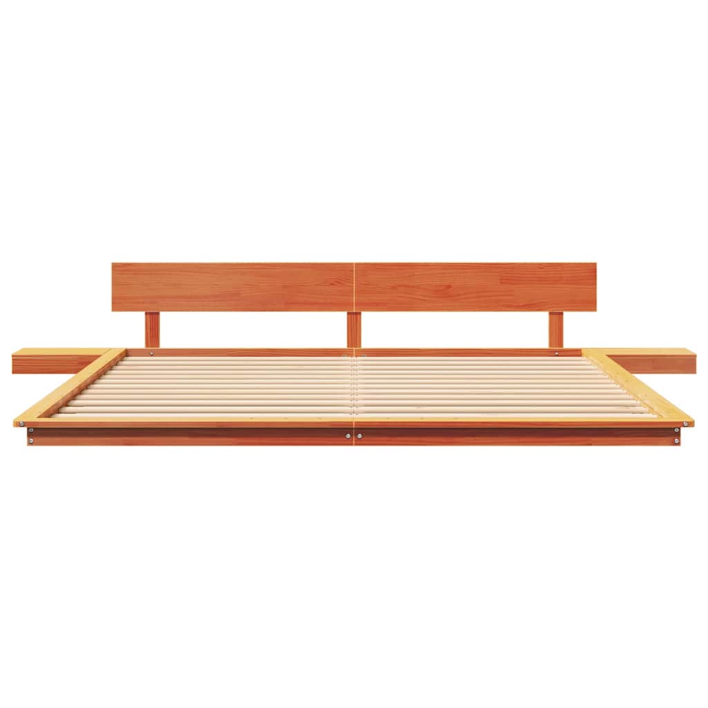 Bed Frame Brown Wood Length 200 cm Wax Brown 200 cm