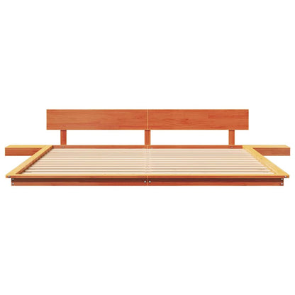 Bed Frame Brown Wood Length 200 cm Wax Brown 200 cm