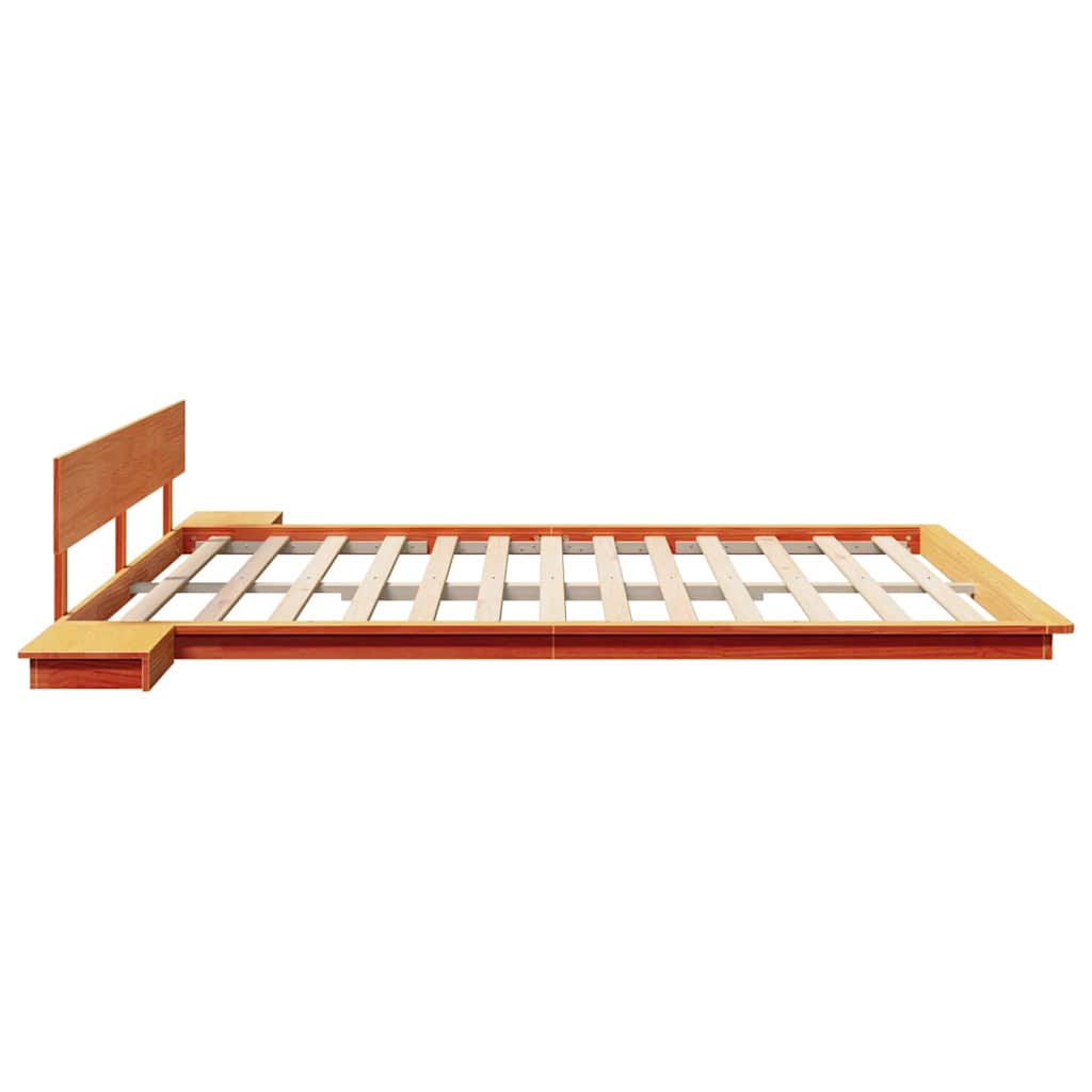 Bed Frame Brown Wood Length 200 cm Wax Brown 200 cm