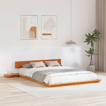 Bed Frame Brown Wood Length 200 cm Wax Brown 150 cm