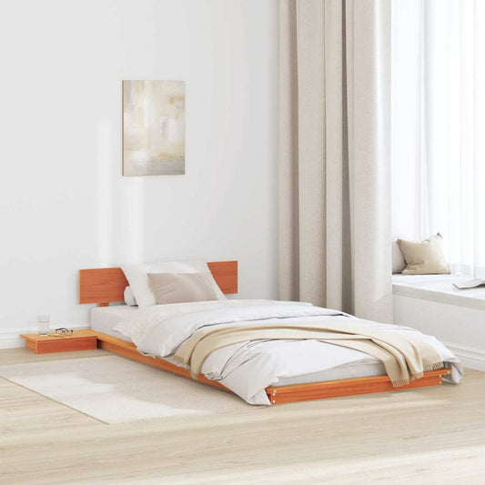 Bed Frame Brown Wood Length 200 cm Wax Brown 80 cm