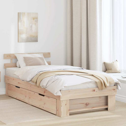 vidaXL Bed Frame with Headboard Solid Pine Wood Length 190 cm