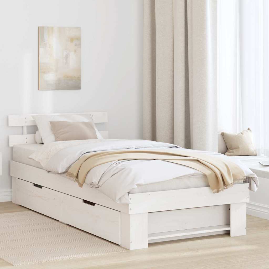 vidaXL Bed Frame with Headboard Solid Pine Wood Length 190 cm