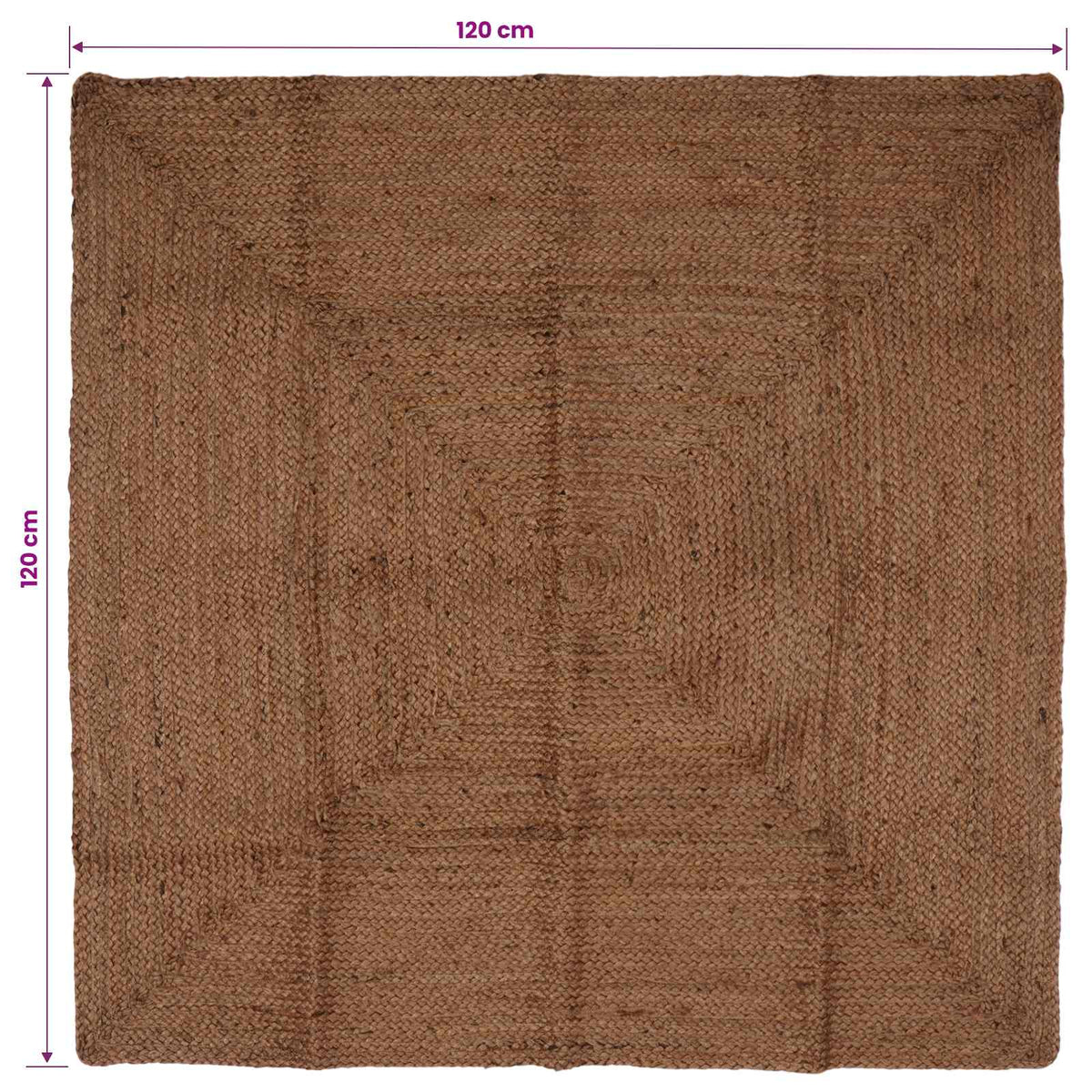 Area Rug Jute Grey Width 120 cm 120 cm