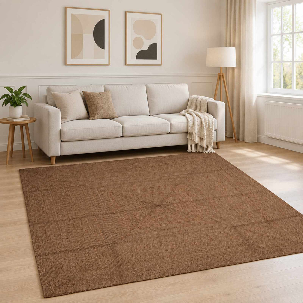 Area Rug Jute Grey Width 240 cm 240 cm