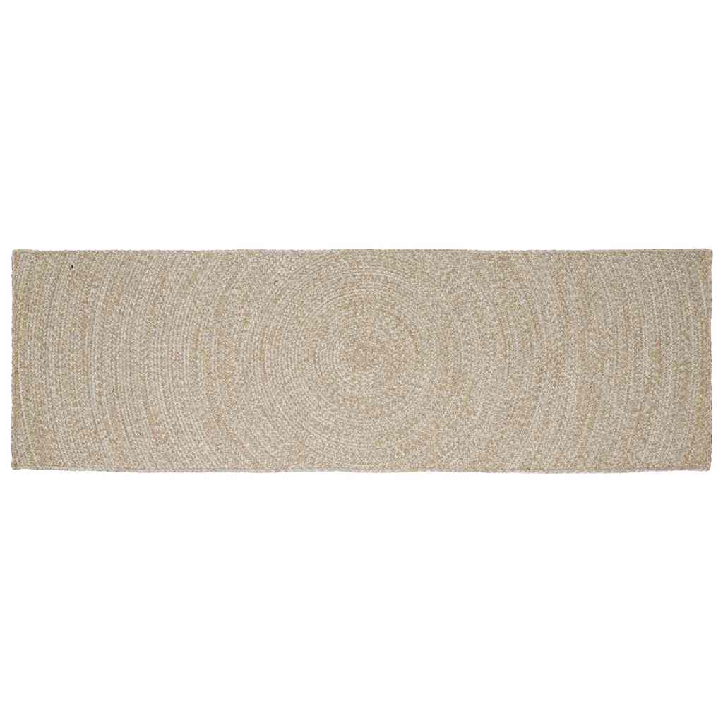 Area Rug Jute Natural and White 80 cm 250 cm