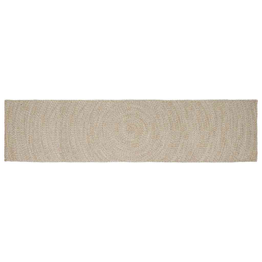 Area Rug Jute Natural and White 80 cm 400 cm