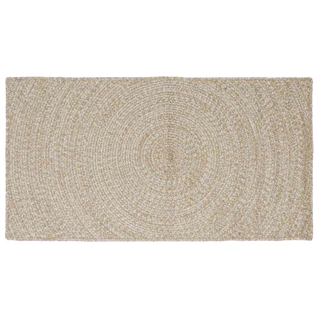 Area Rug Jute Natural and White 100 cm 200 cm
