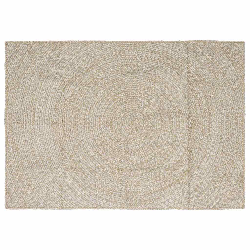 Area Rug Jute Natural and White 120 cm 170 cm