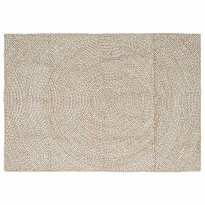 Area Rug Jute Natural and White 120 cm 170 cm