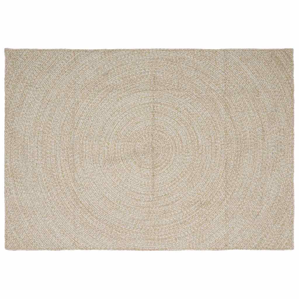Area Rug Jute Natural and White 200 cm 290 cm
