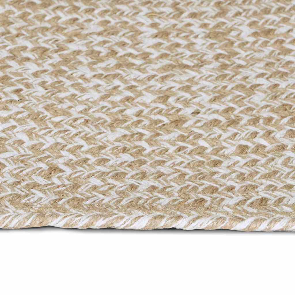 vidaXL Area Rug Natural and White 300 x 300 cm Jute 3