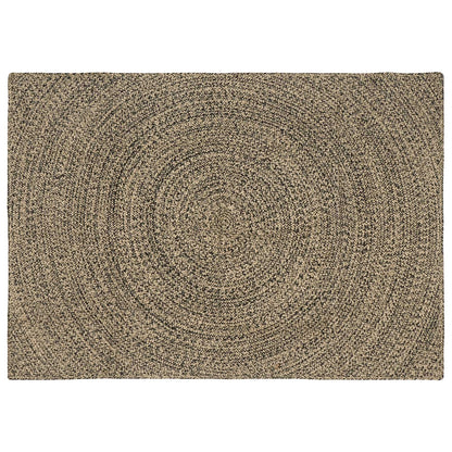 Area Rug Jute Natural and Black 120 cm 170 cm
