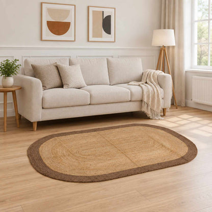 Area Rug Jute Grey 100 cm 152 cm
