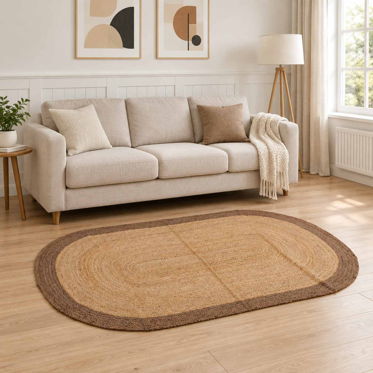 Area Rug Jute Grey 122 cm 183 cm