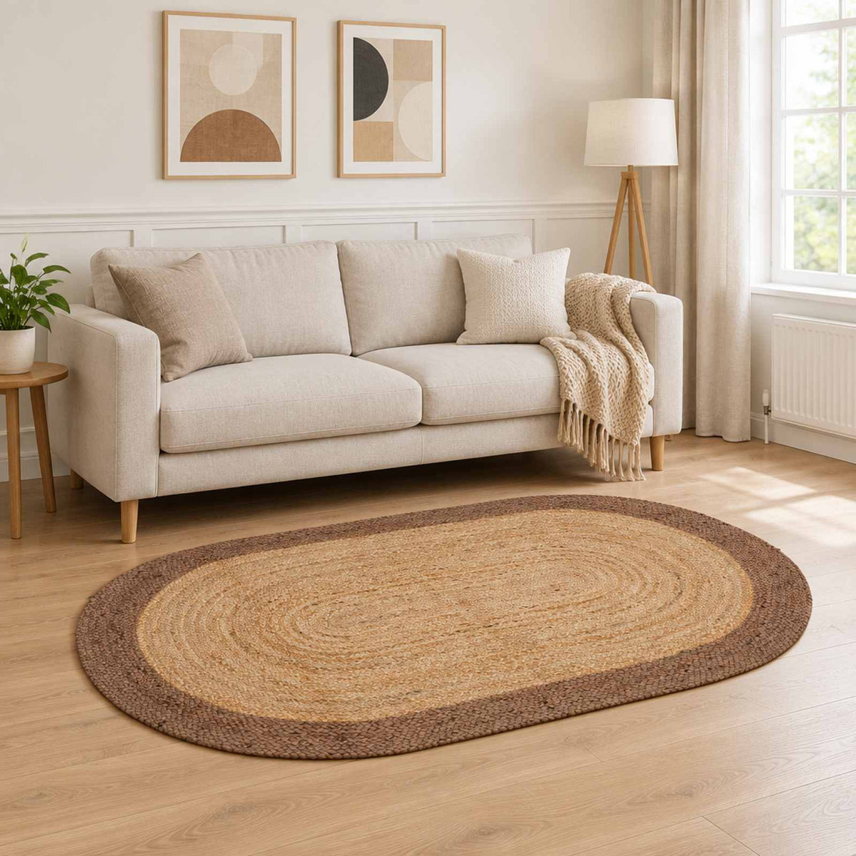 Area Rug Jute Grey 152 cm 245 cm