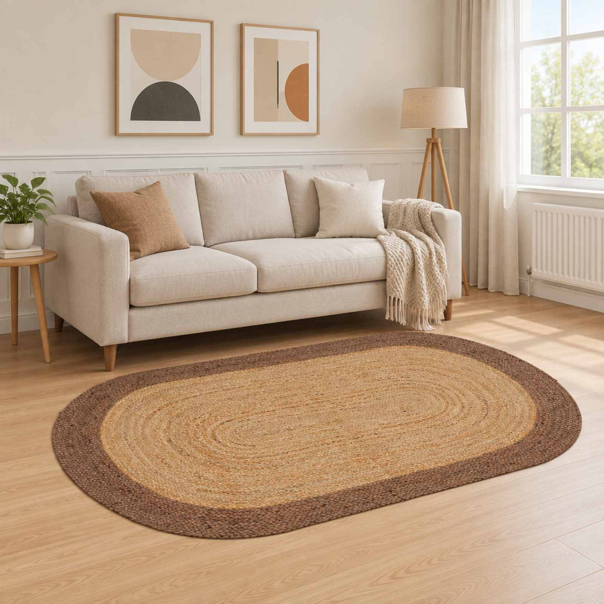 Area Rug Jute Grey 205 cm 305 cm