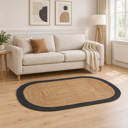 Area Rug Jute Dark grey 100 cm 152 cm