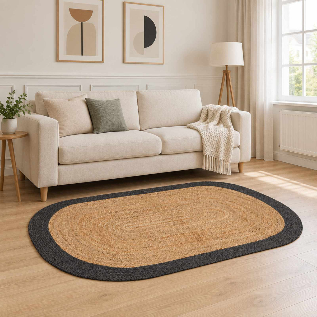 Area Rug Jute Dark grey 122 cm 183 cm