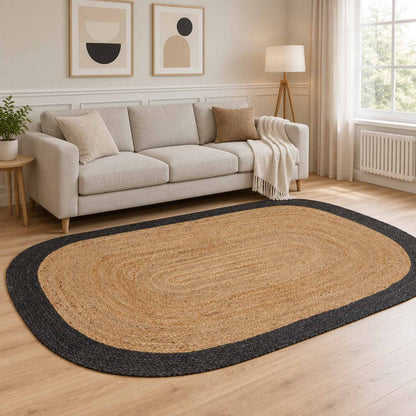 Area Rug Jute Dark grey 205 cm 305 cm