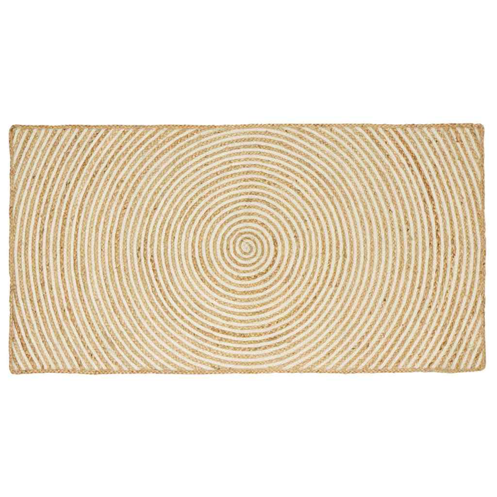 vidaXL Area Rug Jute Natural and White