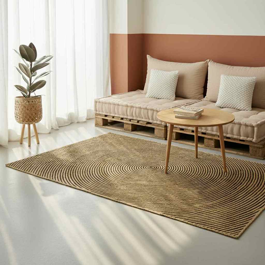vidaXL Area Rug Black 300 x 300 cm Jute 2