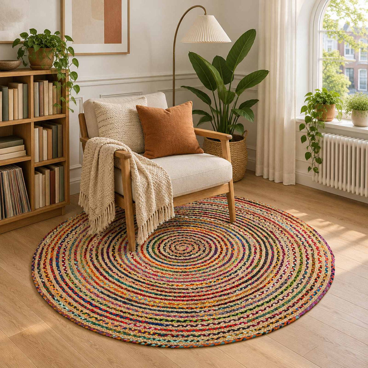 Area Rug Ø Jute Multicolour 150 cm