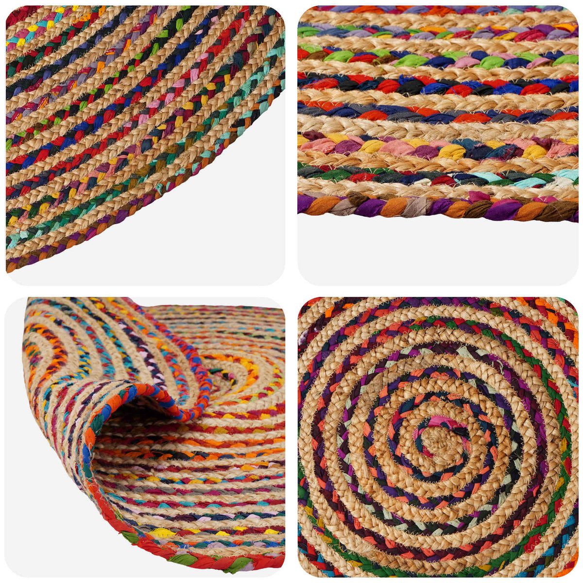 Area Rug Ø Jute Multicolour 150 cm