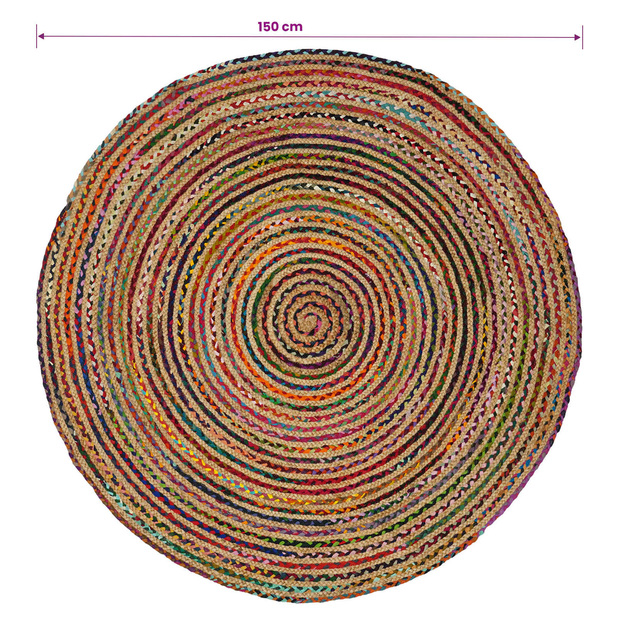 Area Rug Ø Jute Multicolour 150 cm