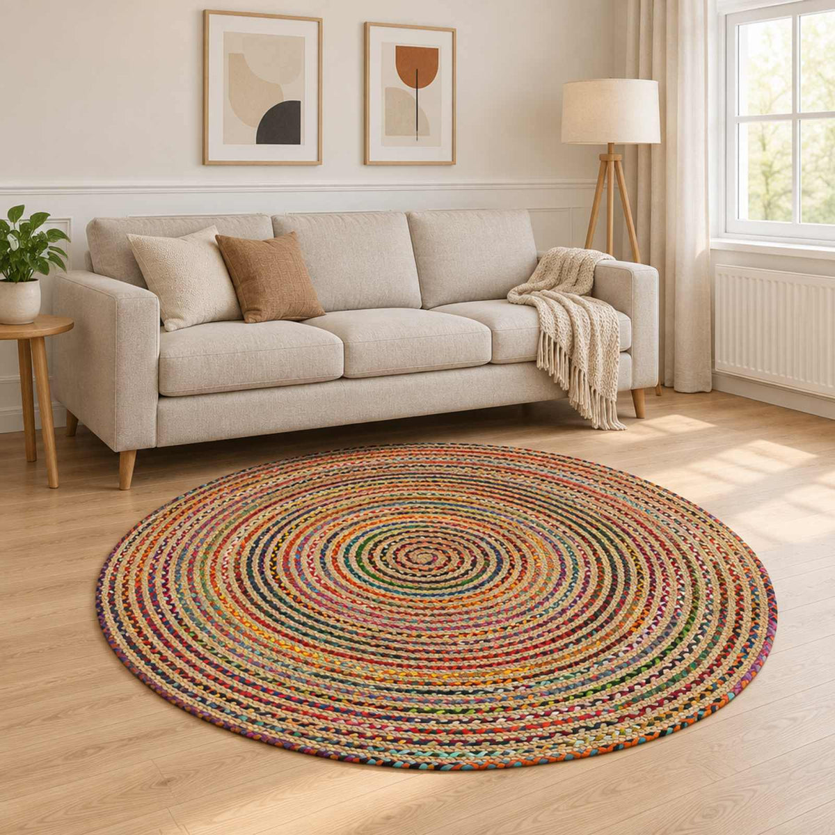 Area Rug Ø Jute Multicolour 210 cm