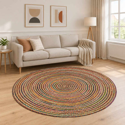 Area Rug Ø Jute Multicolour 240 cm
