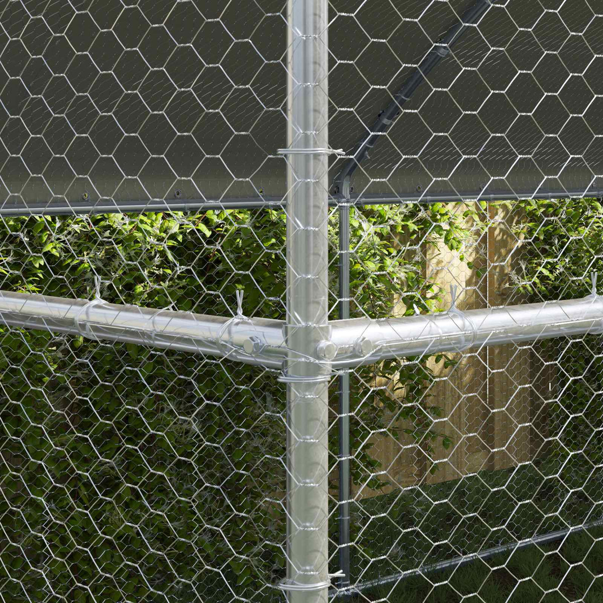 Chicken Cage with 3 pcs Silver 600x200x200cm 400 x 200 x 198.5 cm 2 doors