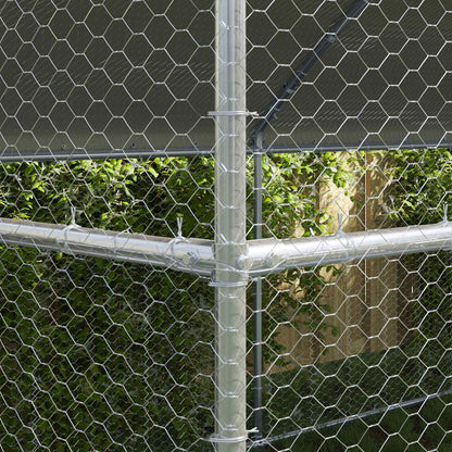 Chicken Cage with 3 pcs Silver 600x200x200cm 400 x 200 x 198.5 cm 2 doors