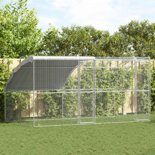 vidaXL Chicken Cage with 2 Doors 2 pcs Silver 400x200x200cm 1