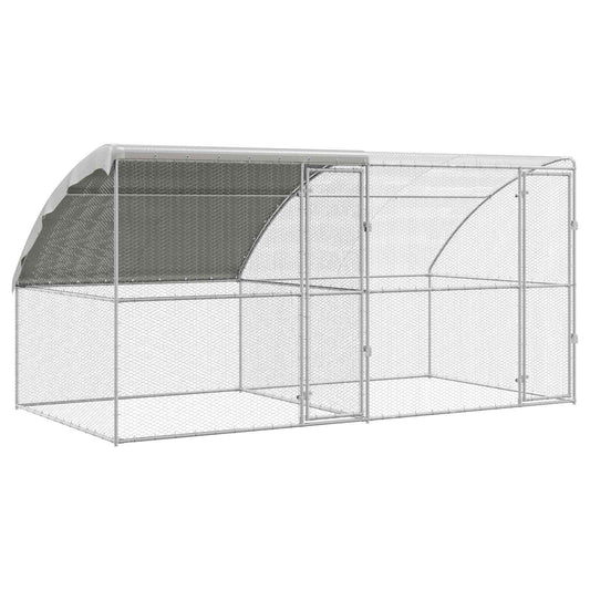vidaXL Chicken Cage with 2 Doors 2 pcs Silver 400x200x200cm 2