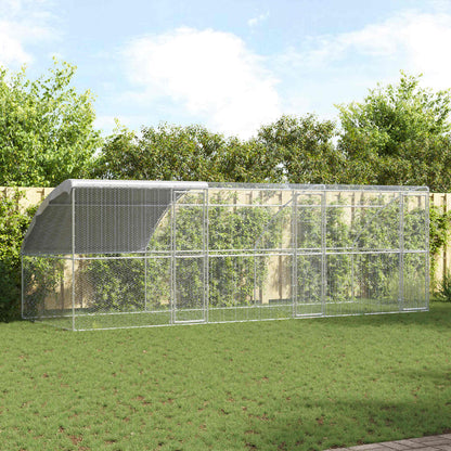 vidaXL Chicken Cage with 3 pcs Silver 600x200x200cm