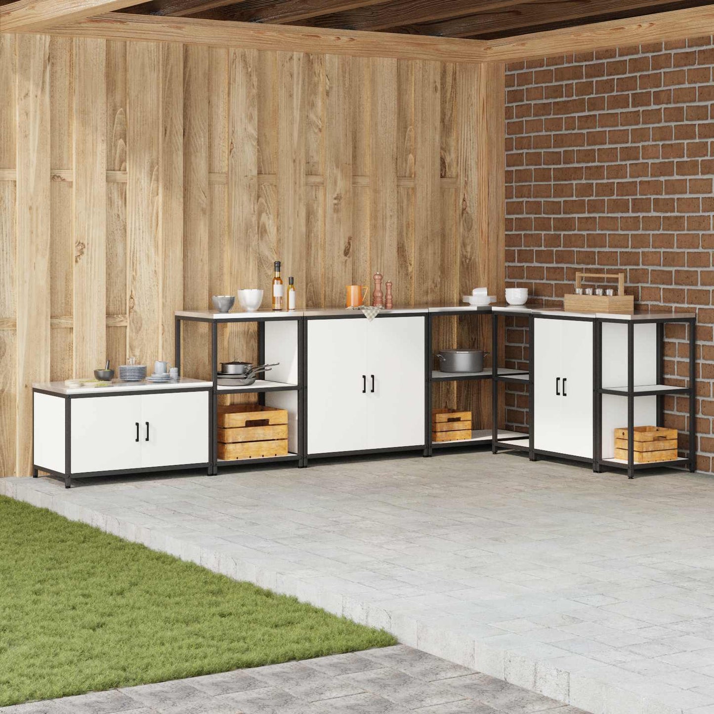 vidaXL Kitchen Storage Cabinet HATTEM White 90 x 50 x 92 cm Steel 1