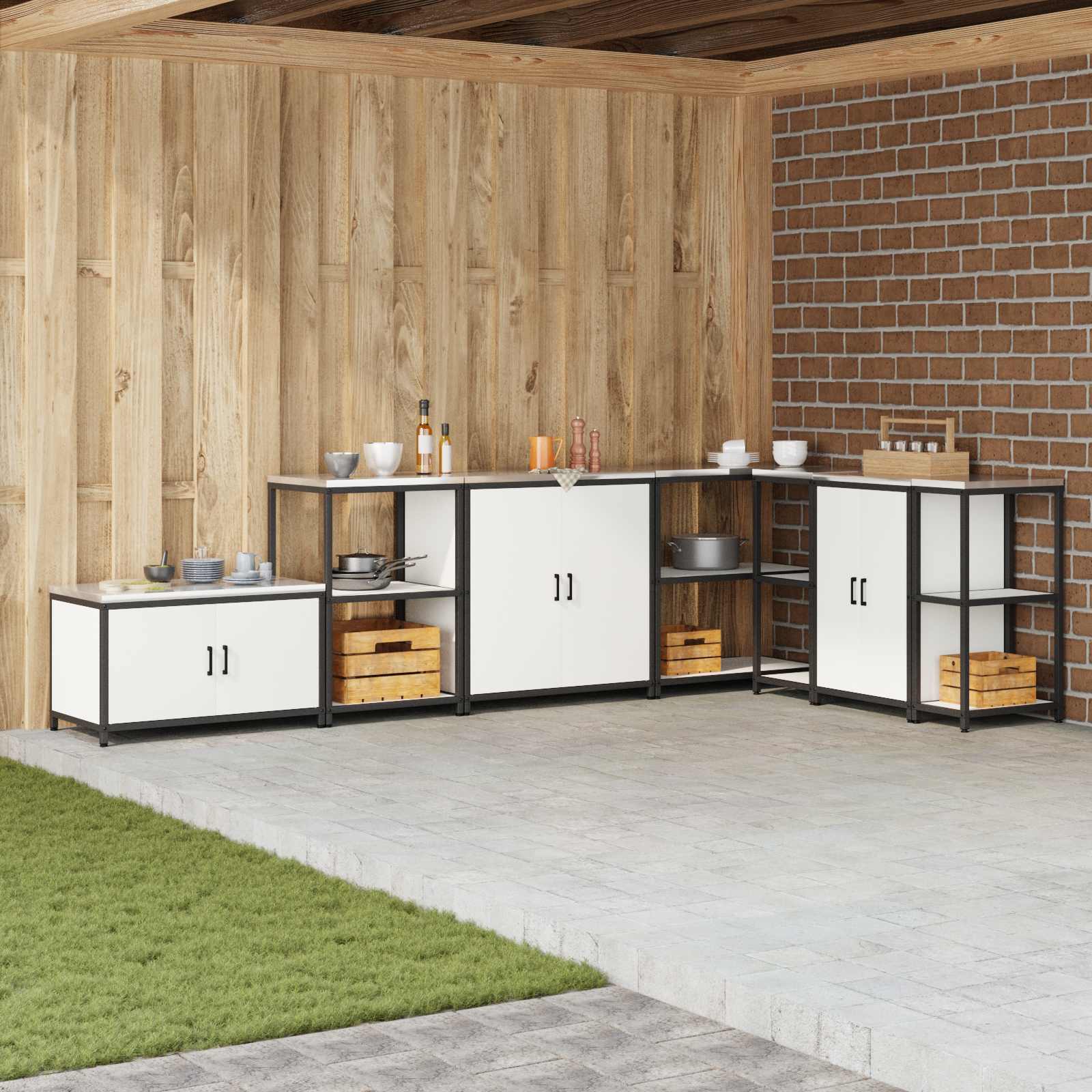 vidaXL Kitchen Storage Cabinet HATTEM White 90 x 50 x 92 cm Steel 1
