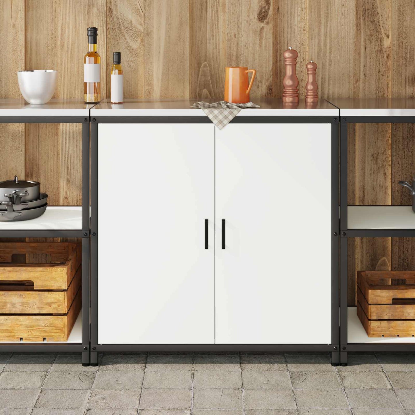 vidaXL Kitchen Storage Cabinet HATTEM White 90 x 50 x 92 cm Steel 4