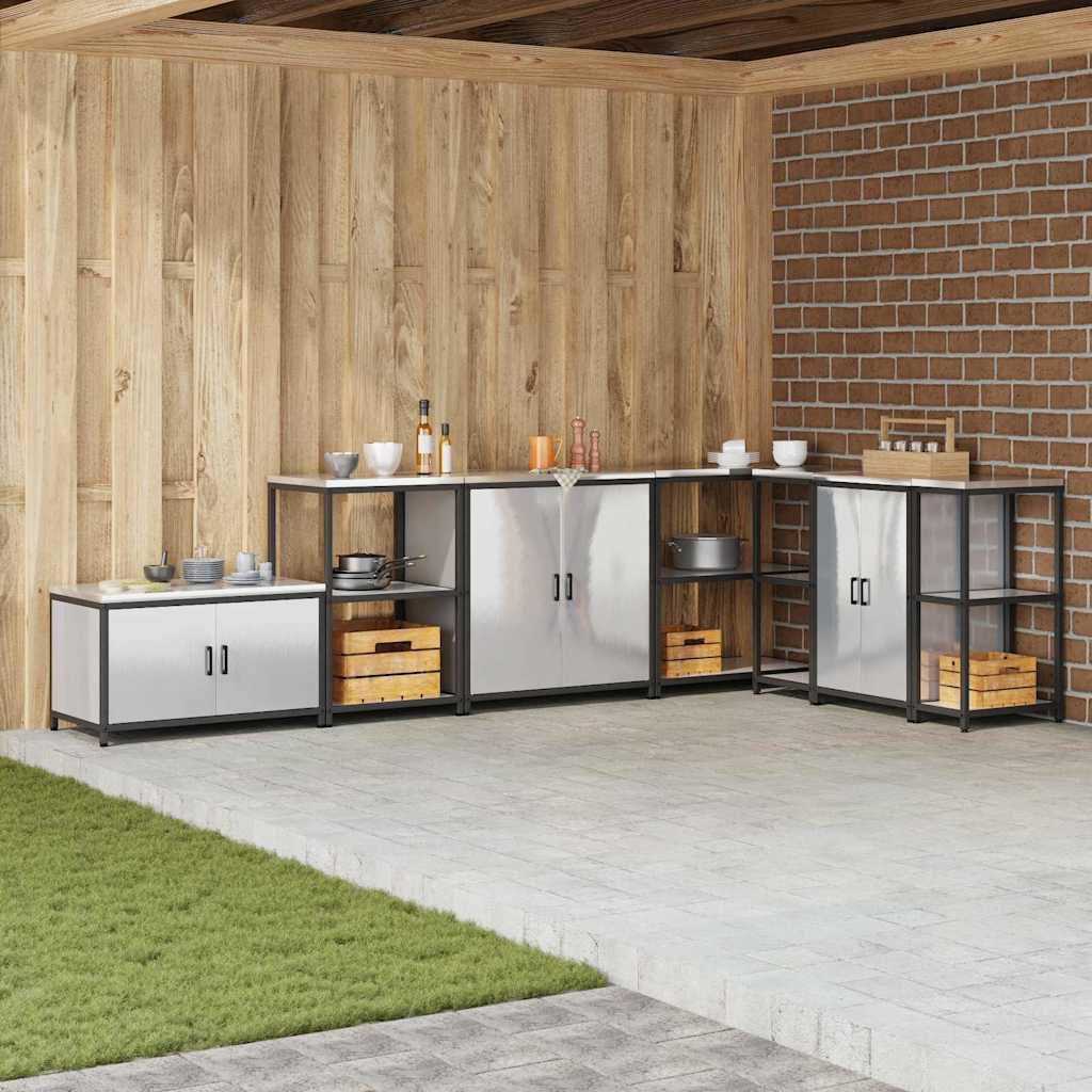 vidaXL Kitchen Storage Cabinet HATTEM Silver 90 x 50 x 92 cm Steel 1