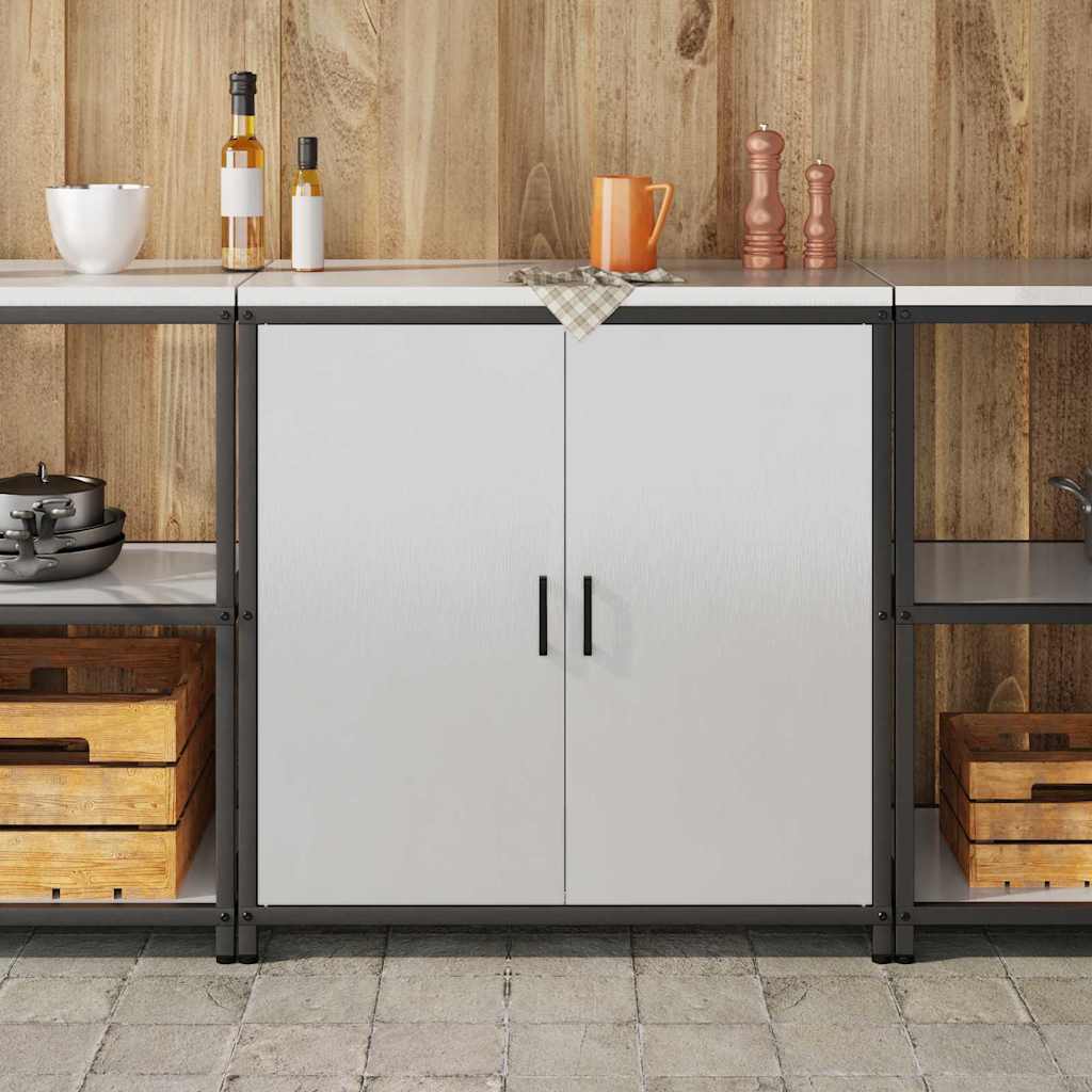 vidaXL Kitchen Storage Cabinet HATTEM Silver 90 x 50 x 92 cm Steel 4