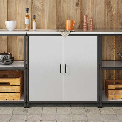 vidaXL Kitchen Storage Cabinet HATTEM Silver 90 x 50 x 92 cm Steel 4