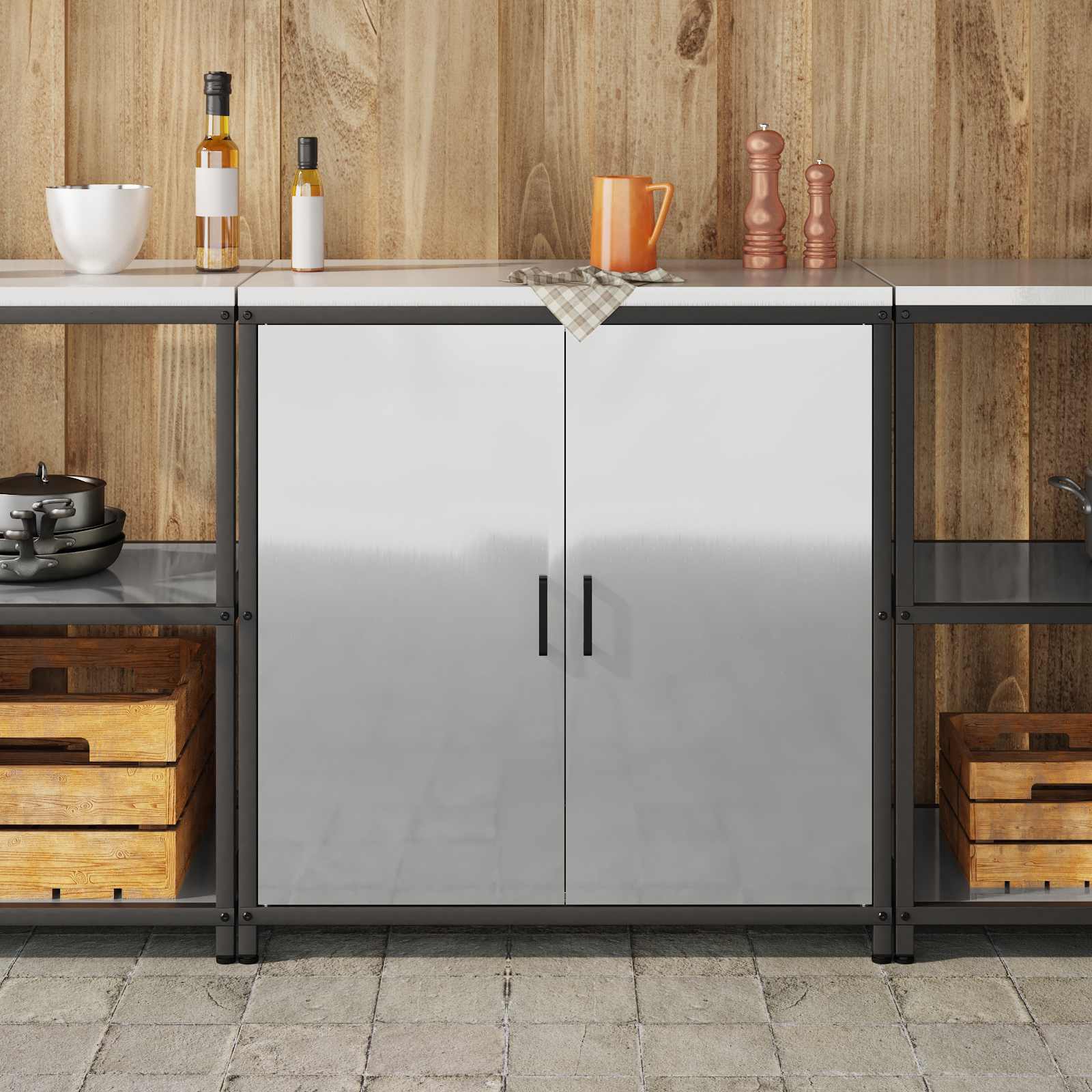 vidaXL Kitchen Storage Cabinet HATTEM Silver 90 x 50 x 92 cm Steel 4