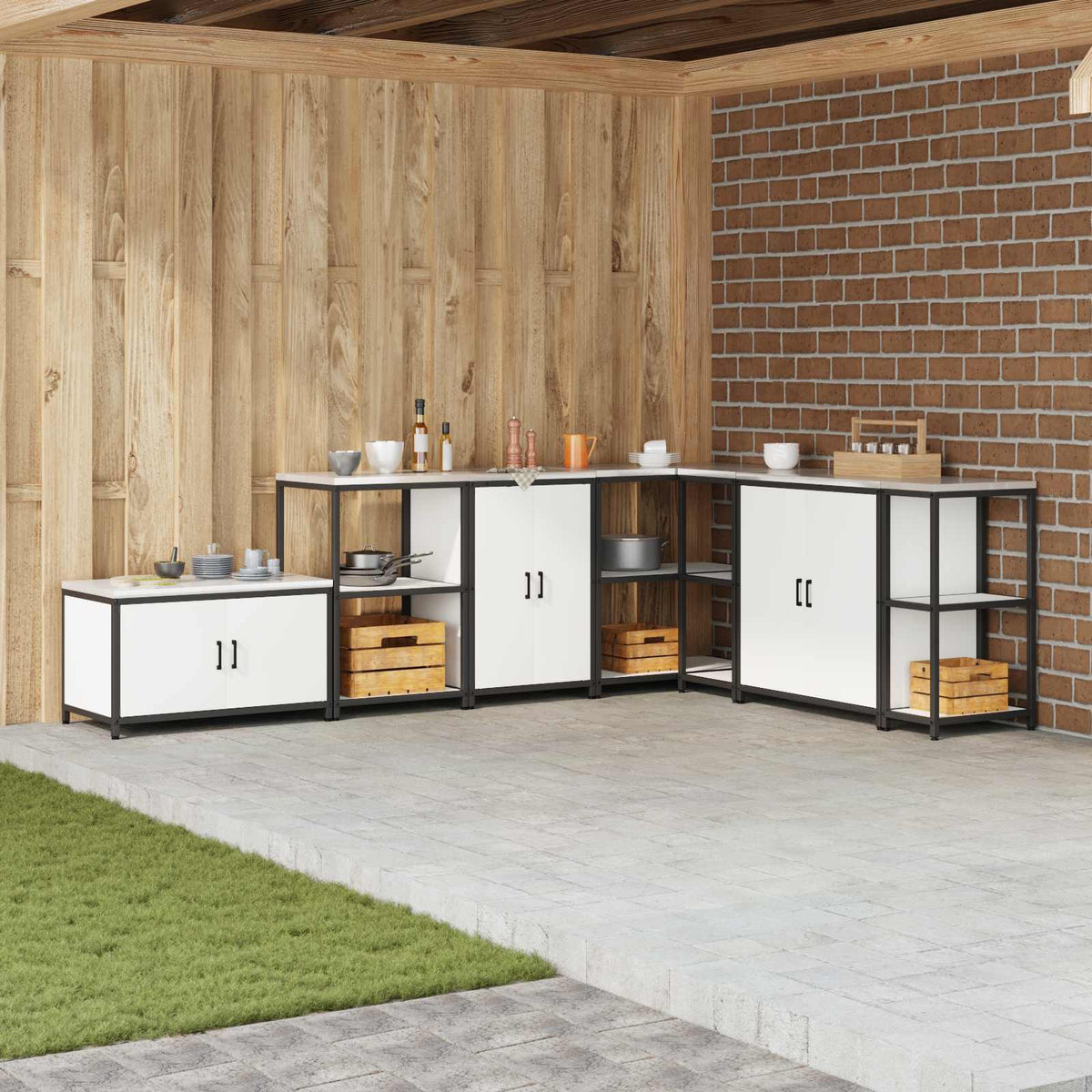 vidaXL HATTEM Steel Kitchen Storage Cabinet