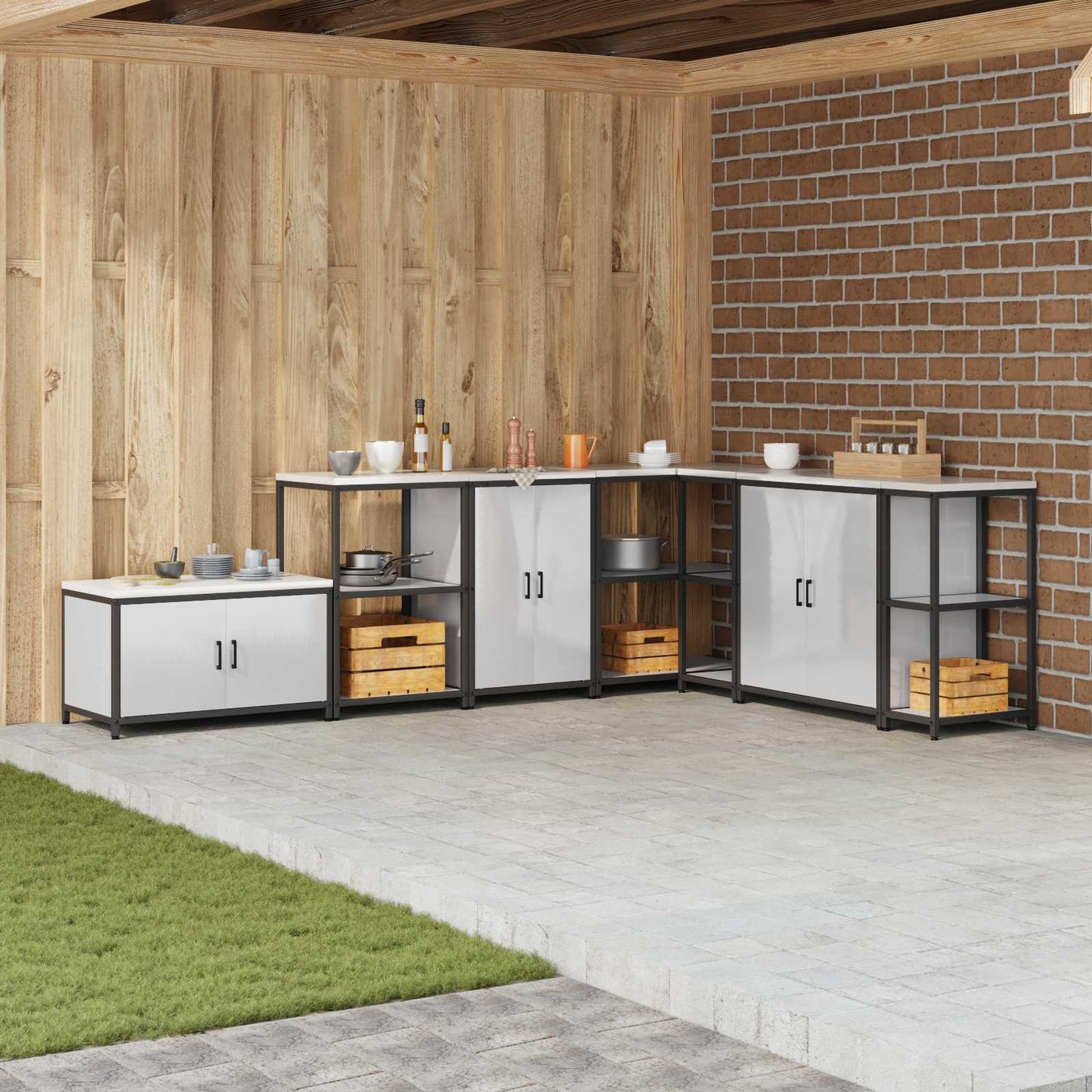 vidaXL Kitchen Storage Cabinet HATTEM Silver 60 x 50 x 92 cm Steel 1