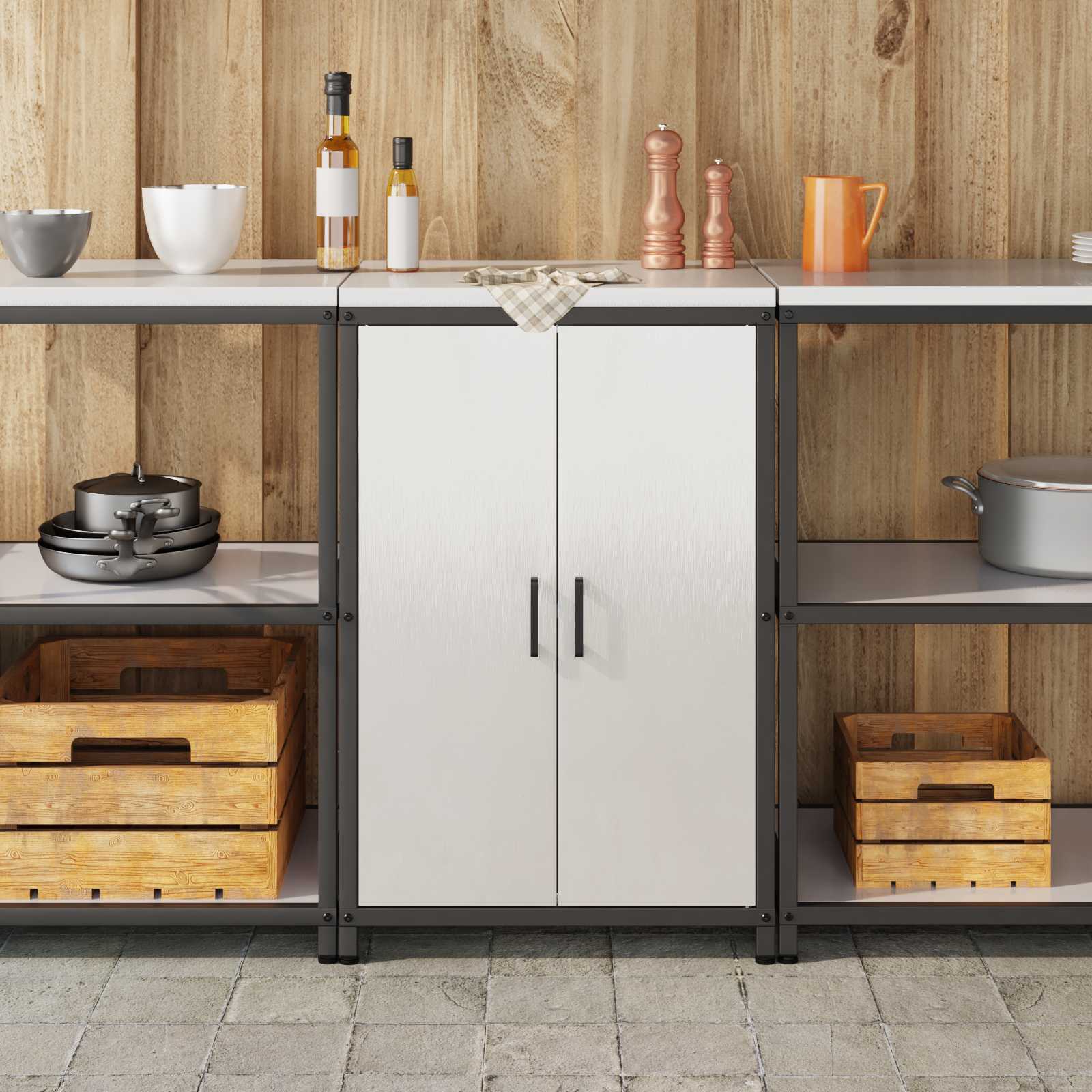 vidaXL Kitchen Storage Cabinet HATTEM Silver 60 x 50 x 92 cm Steel 4