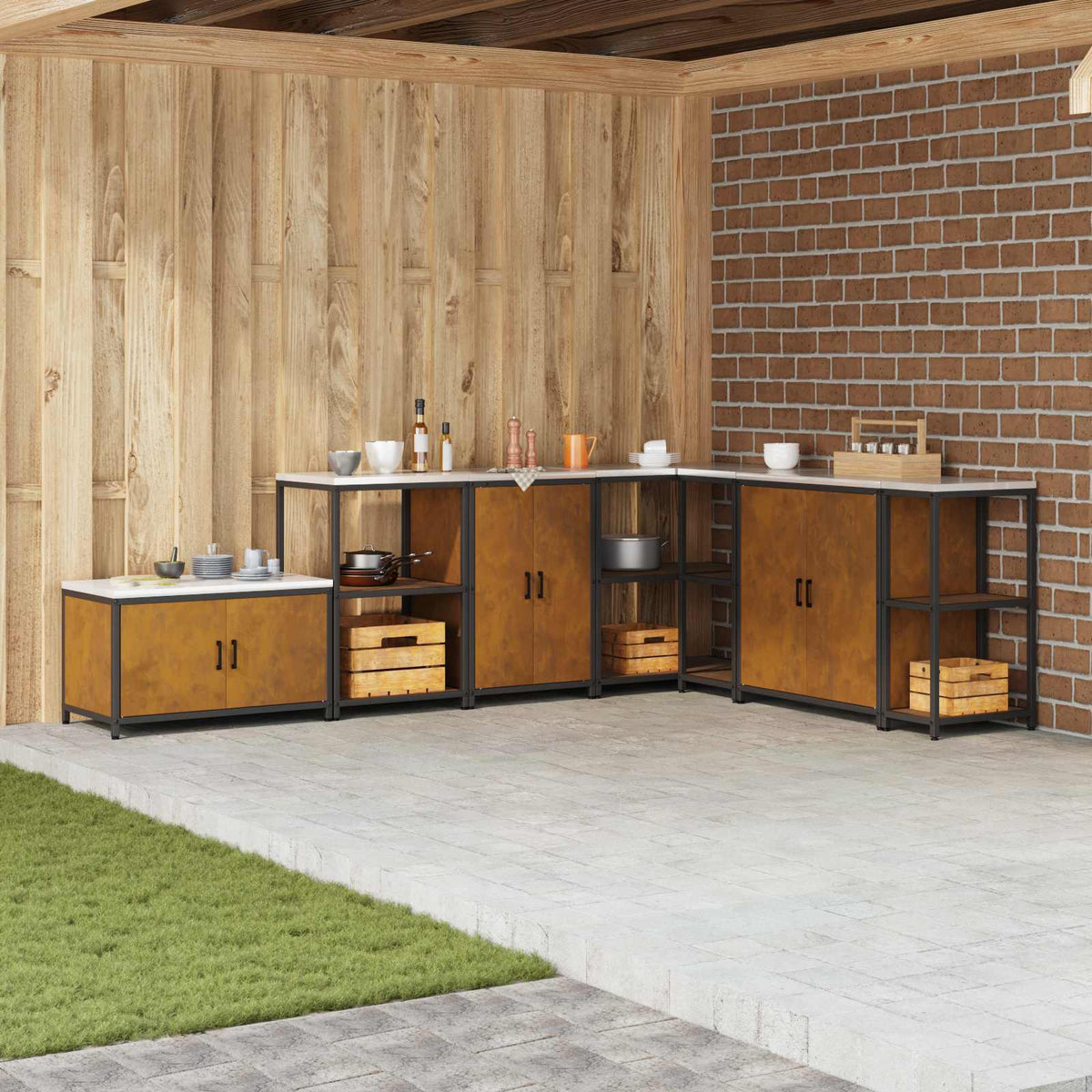 vidaXL HATTEM Steel Kitchen Storage Cabinet